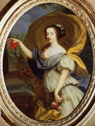""Porträtt av Louise Francoise De La Baume Le Blanc, hertiginna av Valliere (Madame De La Valliere) (1644-1710), Ludvig XIV:s favorit, i flora"" Målning av Pierre Mignard (1612-1695) 1600-talets Pouchkine Museum , Moskva