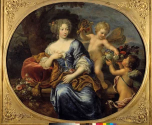 Porträtt av Francoise Athenais (Francoise-Athenais) av Rochechouart Mortemart, Marquise de Montespan (eller Madame de Montespan) (1640-1707) Målning av Pierre Mignard (1612-1695) 1600-talet. Bourges. Bärmuseet
