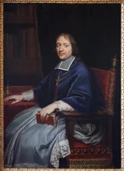 Porträtt av Jacques Benigne (Jacques-Benigne) Bossuet (1627-1704), under hans första utnämning som eveque för Condom (Gers), i hans bibliotek. Målning av Pierre Mignard (1612-1695), olja på duk