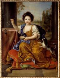 Porträtt av Louise Marie de Bourbon, Mademoiselle de Tours hertiginna av Orleans (1674-1681) Målning av Pierre Mignard (1612-1695) 1692 Sön. 1,32x0,96 m