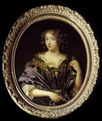 Porträtt av Madame de Saint Germain. Helene Ferrand, dotter till en rådman i Paris parlament, hustru till Louis Foucault, Marquis de Saint Germain Beaupre; dog vid 34 års ålder mellan 1681 och 1691. Målning av Pierre Mignard (1612-1695)