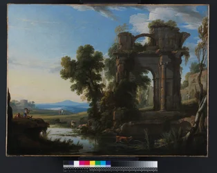 Landskap med klassiska ruiner, 1640-1645