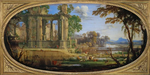 Paysage compose avec ruines antiques - Landskap med antika ruiner ...