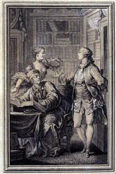 A Stingy Woman, Gallant Croc - i ""Berättelser och noveller på vers"" av Jean La Fontaine. 1776. Illustration av P.P. Choffard.