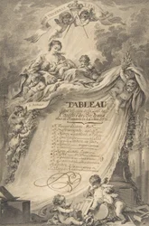 Diplom för frimurarna i Bordeaux, efter François Boucher, 1766.