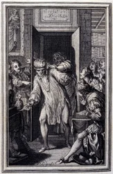 Kung Candaule och juristmästaren - i "" Tales et nouvelles en vers"" av Jean La Fontaine. 1776. Illustration av P.P. Choffard.