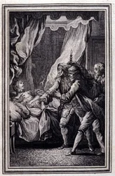 La Mandragore - i "Berättelser och noveller på vers" av Jean La Fontaine. 1776. Illustration av P.P. Choffard.
