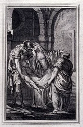 Matronen i Efesos - i "" Sagor och noveller på vers"" av Jean La Fontaine. 1776. Illustration av P.P. Choffard.