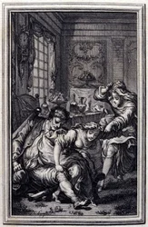 Fladdermusen - i "" Sagor och nyheter på vers "" av Jean La Fontaine. 1776. Illustration av P.P. Choffard.