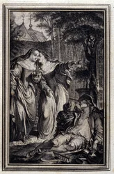 Mazet de Lamporechio - i "" Sagor och noveller på vers "" av Jean La Fontaine. 1776. Illustration av P.P. Choffard.
