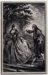 Nicaise - i "" Sagor och noveller på vers "" av Jean La Fontaine. 1776. Illustration av P.P. Choffard.