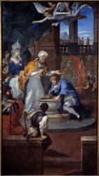 Clovis dop i Reims den 25 december 496. Målning av Pierre Puget (1620 - 1694)