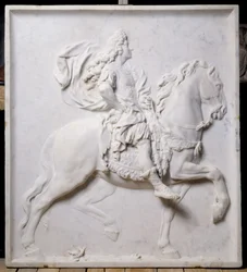 Lågrelief föreställande Ludvig XIV (1638-1715) på häst (skulptur)