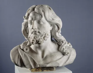 Salvator Mundi. Byst som representerar Kristus som världens frälsare (marmor)
