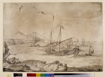 Fartyg i hamnen i Marseille - med patronen (ritning)