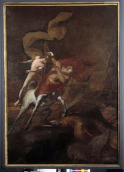Utbildning av Achilles av Kentauren Chiron (olja på duk)