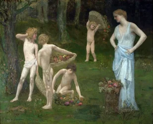 Children in an Orchard - Puvis de Chavannes, Pierre Cecil (1824-1898) Children in an Orchard - Olja på duk ca. 1886-1888 City College i New York