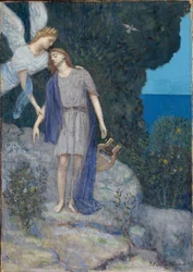 ""Poeten och hans musa"" Målning av Pierre Puvis de Chavannes (1824-1898) 1896 National Museum of Art, Oslo Norge
