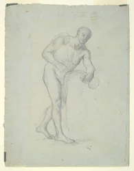 Naken figur med en kolv