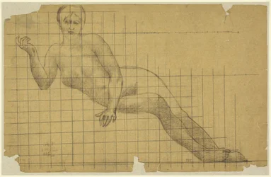 Liggande kvinnlig nakenstudie, spegelvänd studie för en figur i Sorbonnes halvcirkel: Litteratur, vetenskap och konst, Sorbonne, Paris