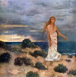 Kvinna på stranden, 1887
