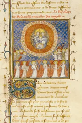 Detalj av en sida från "The Properties of Things" av engelsmannen Bartholomew, i den franska översättningen av Jean Corbechon, ca 1390
