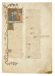 Sida från "The Properties of Things" av engelsmannen Bartholomew i den franska översättningen av Jean Corbechon, ca 1390