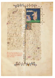 Sida från "The Properties of Things" av engelsmannen Bartholomew i den franska översättningen av Jean Corbechon, ca 1390