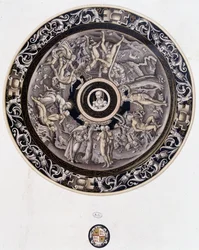 Porslinstallrik från 1500-talet som föreställer Genesis av Pierre Reymond, Limoges