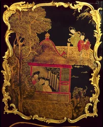 Sidopanel på en Louis XV Commode, c.1745 (lack och guld på trä) (re 222380)