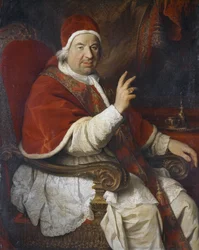 Porträtt av påven Benedikt XIV (1675-1758), målning av Pierre Subleyras (1699-1749)