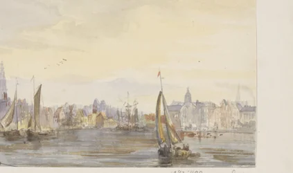 Utsikt över en stad vid vattnet