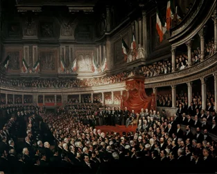 Öppningssammanträdet för det första italienska parlamentet (målning)
