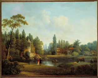 Byn Petit Trianon i Versailles Målning av Pierre Joseph Wallaert (1753-1812) 1803 Sön. 0,56x0,72m