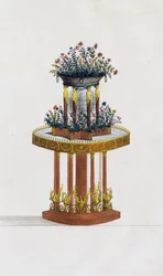 Blomsterstander i mahogni og bronze, tallerken 287, illustration fra Collection de meubles et objects de gout (Samling af møbler og smagsgenstande)
