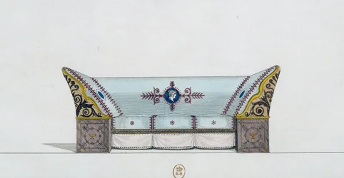 Soffa, tallrik 106, illustration från Collection de meubles et objects de gout (Samling av möbler och smakföremål)