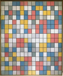 Composition with Grids: checkerboard Composition in (olja på duk)