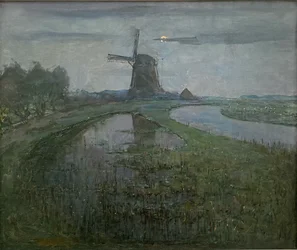 Eastside Mill längs floden Gein i månsken