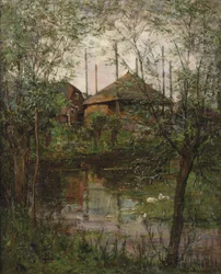 Höstack med pilträd, ca 1897-98 (olja på duk)