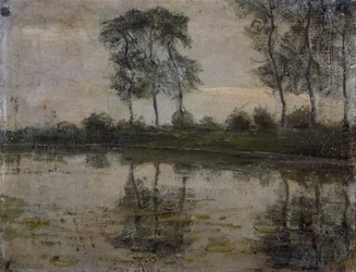 Träd vid floden Gein, av Piet Mondrian (1872-1944). Nederländerna, 1900-talet.