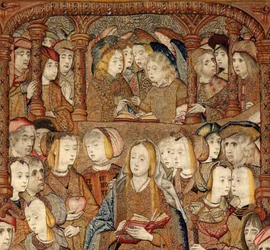 Triumfer för Guds moder eller gyllene sparvar, ca 1500-02 (gobeläng)