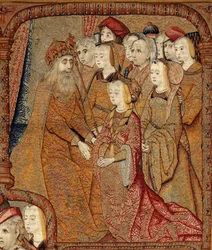 Triumfer för Guds moder eller gyllene sparvar, ca 1500-02 (gobeläng)