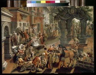 Apostlarna Petrus och Johannes. (Aposteln Petrus och Johannes). Målning av Pieter Aertsen (1508-1575), olja på trä