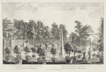 Utsikt över orangeriet, Lord Burlingtons trädgård i Chiswick