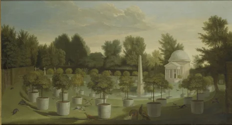 Utsikt över Orange Tree Garden, Chiswick House (olja på duk)