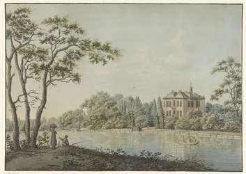 Vy över huset över Holland med tekuppel på Vecht i Nieuwersluis