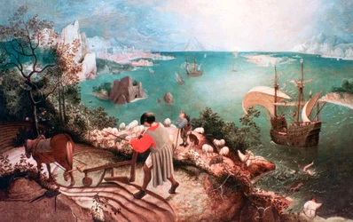 Landskap med Ikaros fall, omkring 1555