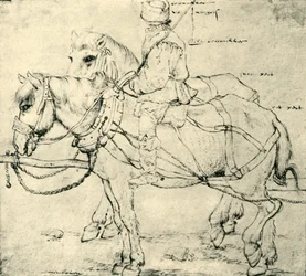 Ryttare och två hästar, 1559-1563, 1943.