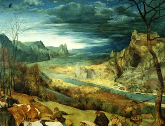 The Return of the Herd Autumn, 1565 olja på paneldetalj av 556