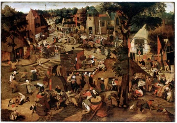 Marknad med en teaterföreställning, omkring 1580-1630
